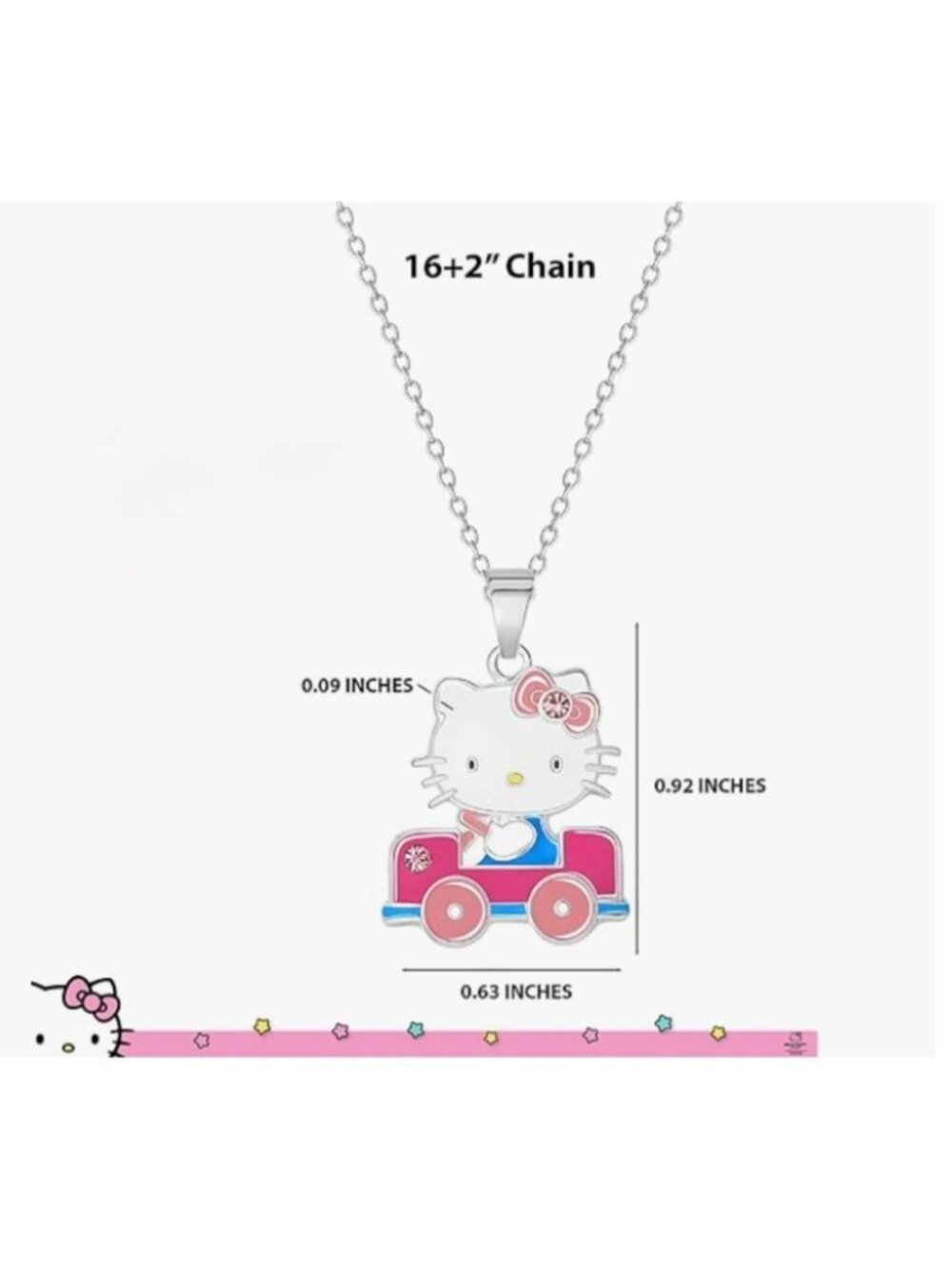 Hello Kitty Car Pendant Necklace Silver Flash-Plated Car Charm Adjustable - Picture 4 of 4